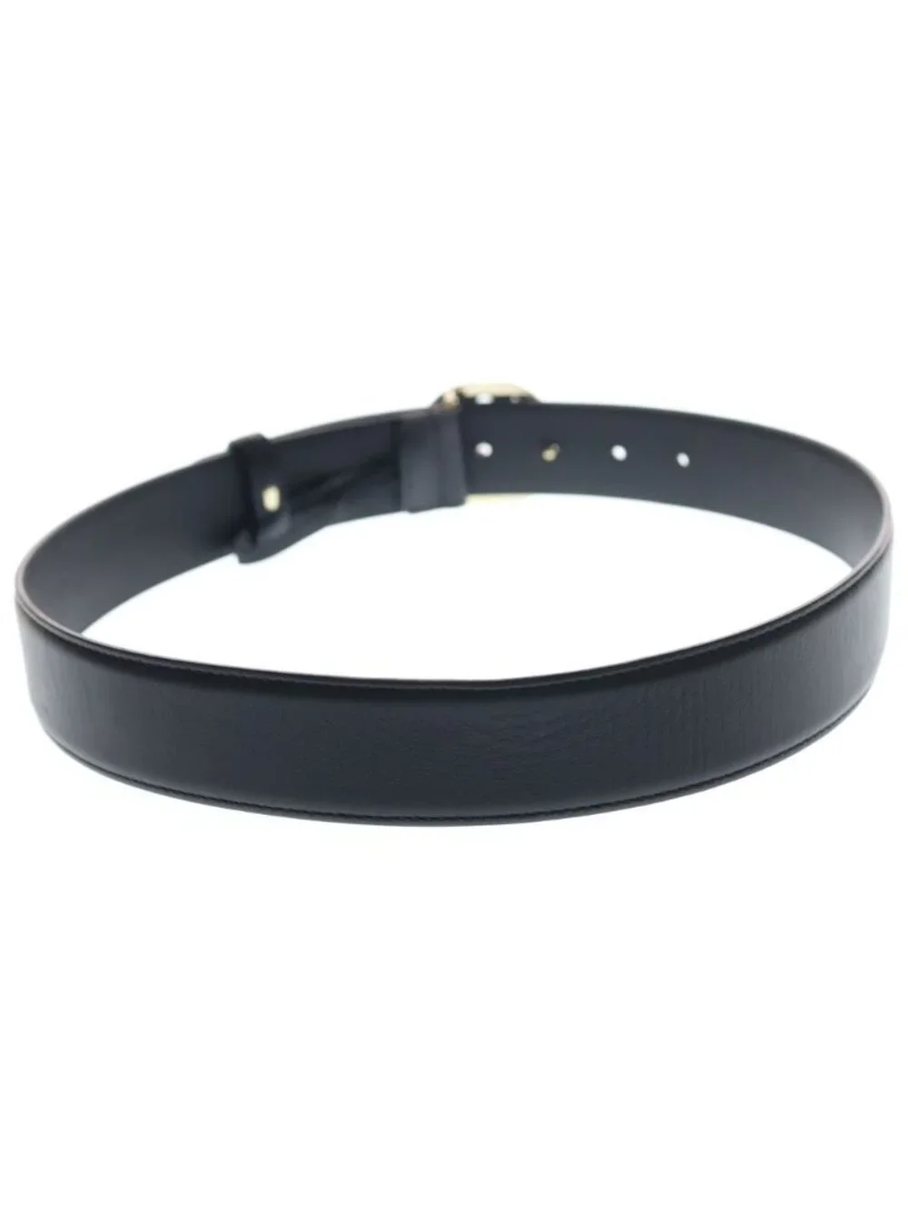 Gucci Interlocking Buckle Leather Belt Black